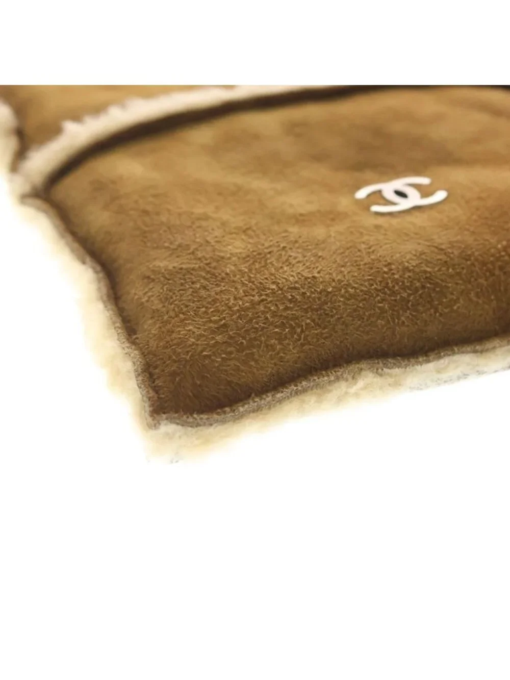 Chanel CC Logo Shearling Pouch Brown Protection Seal